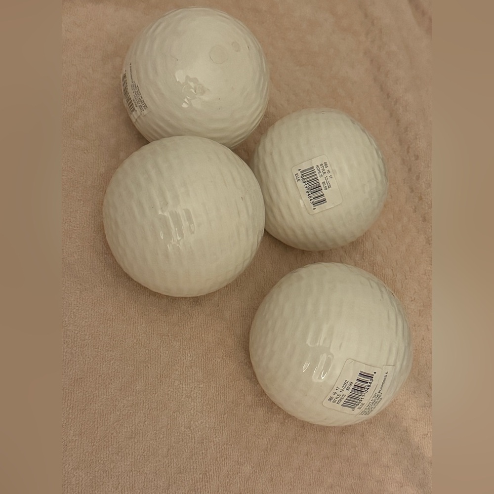 Elle Decor decorative set 4 pc ball globe sphere ceramic glaze glossy boho white